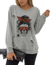 Moletom Blooming Jelly Halloween Skull Graphic feminino cinza Moletom Blooming Jelly Halloween Skull Graphic feminino cinza
