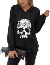 Moletom Blooming Jelly Halloween Skull Graphic feminino preto
