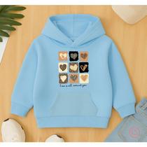 Moletom Blusa De Frio Agasalho Canguru Infantil Feminino Quadrinhos Corações Fofo Menina Delicada