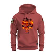 Moletom Blusa De Frio Algodão Confortável Estampado Fire Caveira