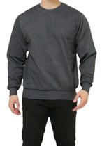 Moletom Blusa De Frio Basico Liso Gola Careca Sem Capuz Casaco Quente Cinza Chumbo