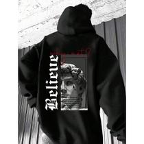Moletom Blusa De Frio Casaco Canguru Flanelado Believe Escultura Streetwear Moletom Blusa De Frio Casaco Canguru Flanelado Believe Escultura Streetwear