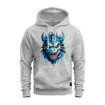 Moletom Blusa De Frio Com Capuz Varias Cores Dragão Azul