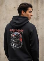 Moletom Blusa De Frio Eddie Piloto Preto Com Capuz Rock Moletom Blusa De Frio Eddie Piloto Preto Com Capuz Rock