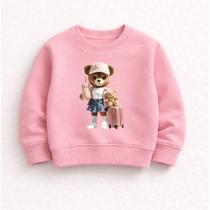 Moletom Blusa de frio Gola Careca Infantil Algodão Premium Várias Cores Urso Boné 2 4 6 8 10 12 14