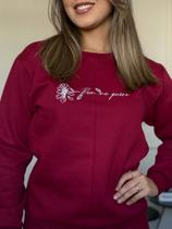 Moletom Blusa de Frio Gola Redonda Feminino Bem Me Quero Quentinho Por Dentro Flanelada Tendencia Pink P ao G2 Plus Size