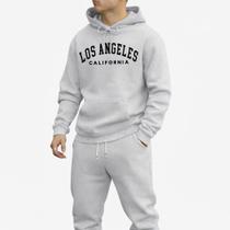 Moletom Blusa De Frio Los Angeles CA Com Capuz Bolso Canguru Malha Quentinho 100% Algodão