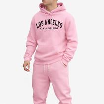 Moletom Blusa De Frio Los Angeles CA Com Capuz Bolso Canguru Malha Quentinho 100% Algodão
