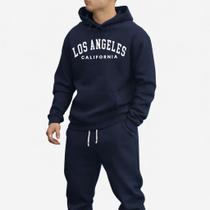 Moletom Blusa De Frio Los Angeles CA Com Capuz Bolso Canguru Malha Quentinho 100% Algodão
