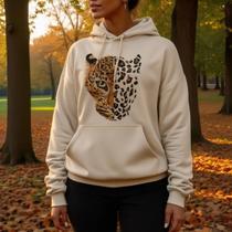 Moletom Blusa De Frio Poliester Algodao Confortavel Macio Leve Unissex Estampa Animal Print Onca