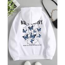 Moletom Blusa De Frio Raios Borboleta Com Bolso Capuz Moletom Blusa De Frio Raios Borboleta Com Bolso Capuz