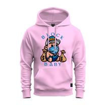 Moletom Blusa De Frio Unissex Algodão Confortável Com Bolso E Capuz Block Baby