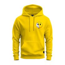 Moletom Blusa De Frio Unissex Algodão Confortável Com Bolso E Capuz Emoji Metade Peito_x000D_