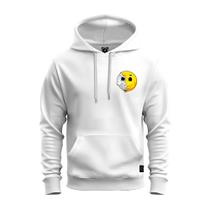 Moletom Blusa De Frio Unissex Algodão Confortável Com Bolso E Capuz Emoji Metade Peito_x000D_