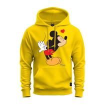 Moletom Blusa De Frio Unissex Algodão Confortável Com Bolso E Capuz Mickey Beijinho