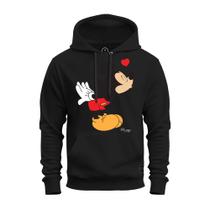 Moletom Blusa De Frio Unissex Algodão Confortável Com Bolso E Capuz Mickey Beijinho