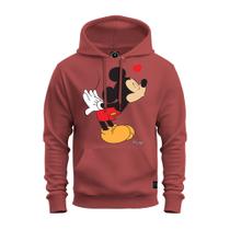 Moletom Blusa De Frio Unissex Algodão Confortável Com Bolso E Capuz Mickey Beijinho