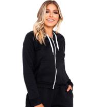 Moletom Blusa Feminino Flanelado Com Zíper e Capuz