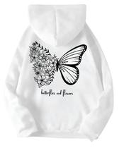 Moletom Blusa Frio Borboleta Bolso Canguru Capuz Ajustável Unisex Moletom Blusa Frio Borboleta Bolso Canguru Capuz Ajustável Unisex