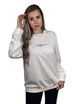 Moletom Blusão Feminino Branco OFF Estampado Preto Valansuelo