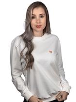 Moletom Blusão Feminino Branco OFF Mini Logo Laranja Valansuelo