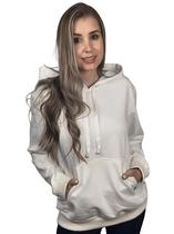 Moletom Blusão Feminino c/ Capuz Branco OFF Liso Valansuelo