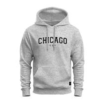 Moletom Blusão Inverno Canguru Com Bolso e Capuz Aconchegante Chicago USA