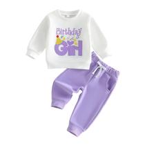 Moletom bordado Outfit SAYOO Baby Birthday Girl 3-4T Moletom bordado Outfit SAYOO Baby Birthday Girl 3-4T