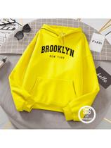 Moletom Brooklyn Canguru Unissex Blusa De Frio Casaco Flanelado Estampado Algodão com bolso e capuz