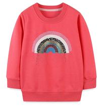 Moletom Bumeex Toddler Girl Rainbow com gola redonda rosa 4t de algodão