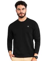 Moletom Calvin Klein Jeans Masculino Crewneck CK Logo Outdoor Preto