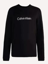 Moletom Calvin Klein Masculino Crewneck CK Front Preto