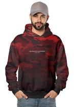 Moletom Camuflado Vermelho e Preto Grosso com Capuz