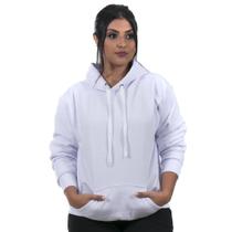 Moletom Canguru Blusa de Frio com Capuz Lisa Feminino cor Branco Moletom Canguru Blusa de Frio com Capuz Lisa Feminino cor Branco