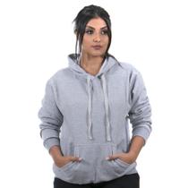 Moletom Canguru Blusa de Frio com Capuz Lisa Feminino cor Cinza