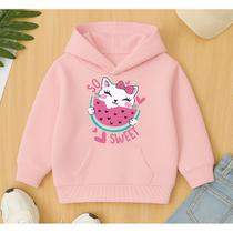 Moletom Canguru Blusa De Frio Infantil Coleção Inverno Estampa So Sweet Gatinho Fofo Menina Inverno