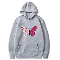 Moletom Canguru Blusao De Frio Feminina Borboleta Florida Flores Butterflies Heyoungirl