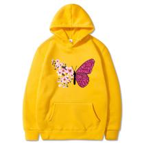 Moletom Canguru Blusao De Frio Feminina Borboleta Florida Flores Butterflies Heyoungirl