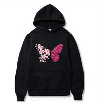 Moletom Canguru Blusao De Frio Feminina Borboleta Florida Flores Butterflies Heyoungirl