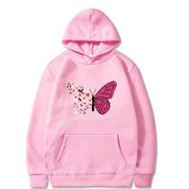 Moletom Canguru Blusao De Frio Feminina Borboleta Florida Flores Butterflies Heyoungirl