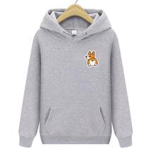 Moletom canguru Cachorrinho Fofo Tumblr Casaco Algodão Flanelado