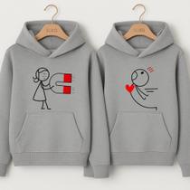 Moletom Canguru Casal Imã Coração Dias Dos Namorados Esposo Noivo Casamento