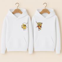 Moletom Canguru Cerveja e Pizza Namorados Combinados Casal Fofo Com Capuz