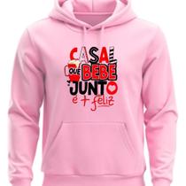 Moletom Canguru Com capoz Estampado Casal que Bebe Junto