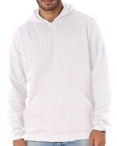 Moletom Canguru com Capuz e Bolso - Branco - 50% Algodão e 50% Poliéster - Flanelado - 250g/m²