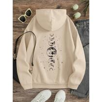 Moletom Canguru Com Capuz E Cordão Impressão De Lua