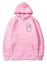 Moletom Canguru Com Estampa Snoopy Bolsinho Blusa De Frio Unissex.