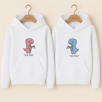Moletom Canguru Dinossauro Tea-Rex Casal Namorados Combinados Casaco Masculino Unissex