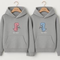 Moletom Canguru Dinossauro Tea-Rex Casal Namorados Combinados Casaco Masculino Unissex