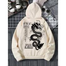 Moletom Canguru Dragão Chinês (COSTAS) Com Capuz E Bolso Casaco Feminino Masculino Flanelado Unissex